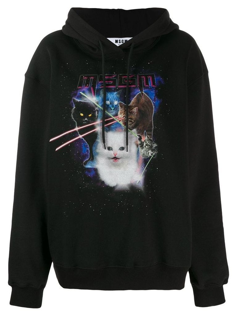 MSGM graphic cat hoodie - Black