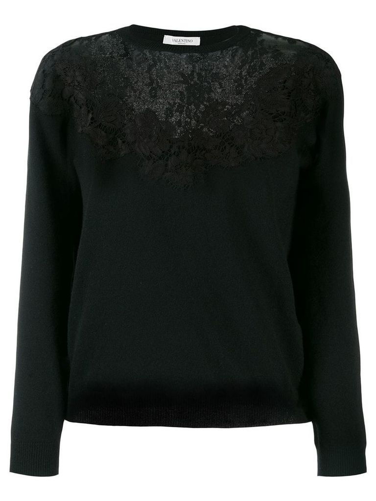 Valentino floral lace detailed jumper - Black