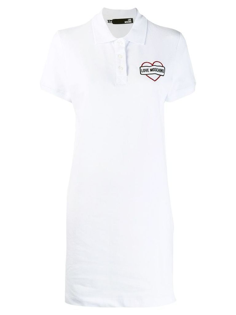 Love Moschino logo print polo dress - White