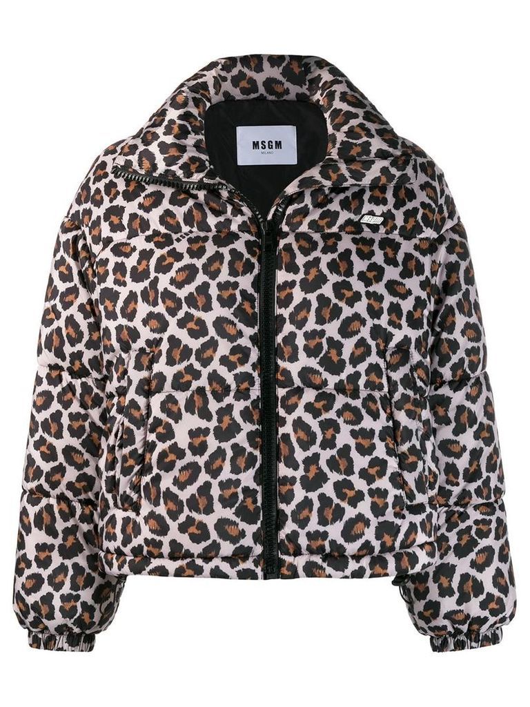 MSGM leopard print bomber jacket - NEUTRALS