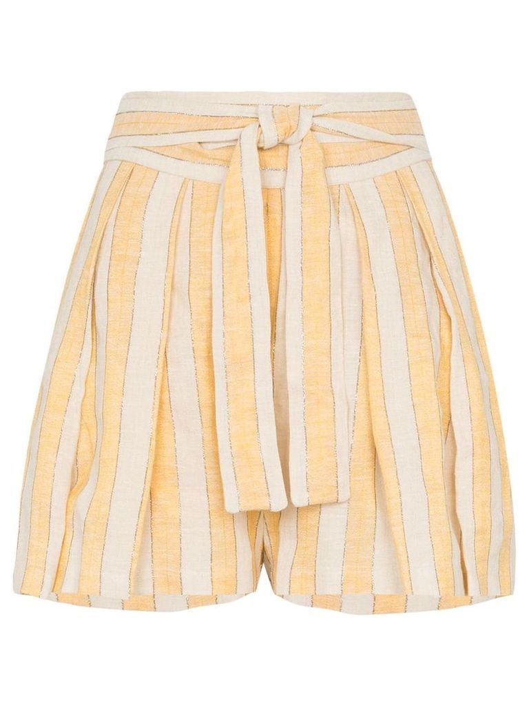 Three Graces Jola stripe tie-waist shorts - Yellow