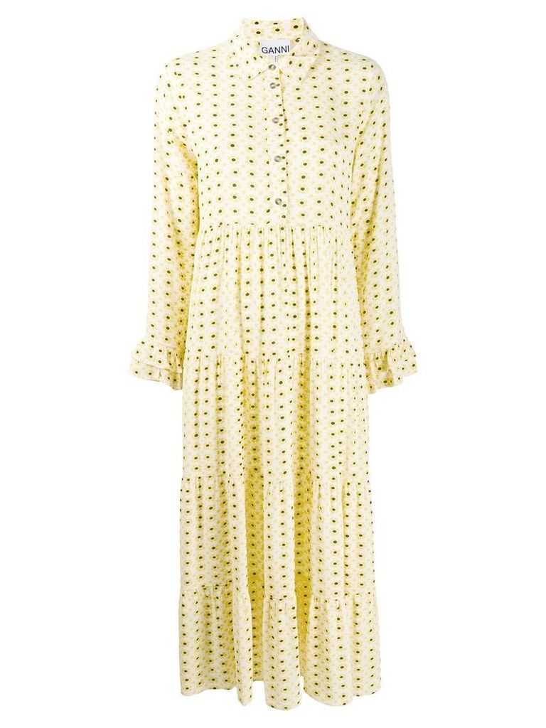 GANNI floral print shirt dress - Yellow
