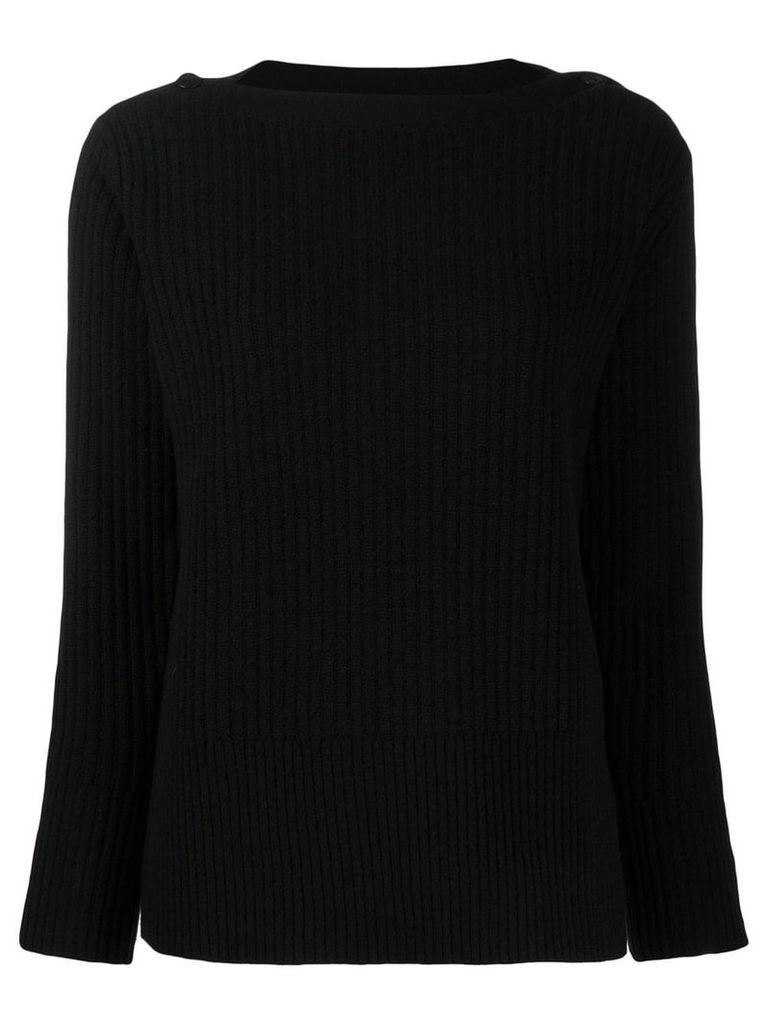 Calvin Klein button detail ribbed jumper - Black