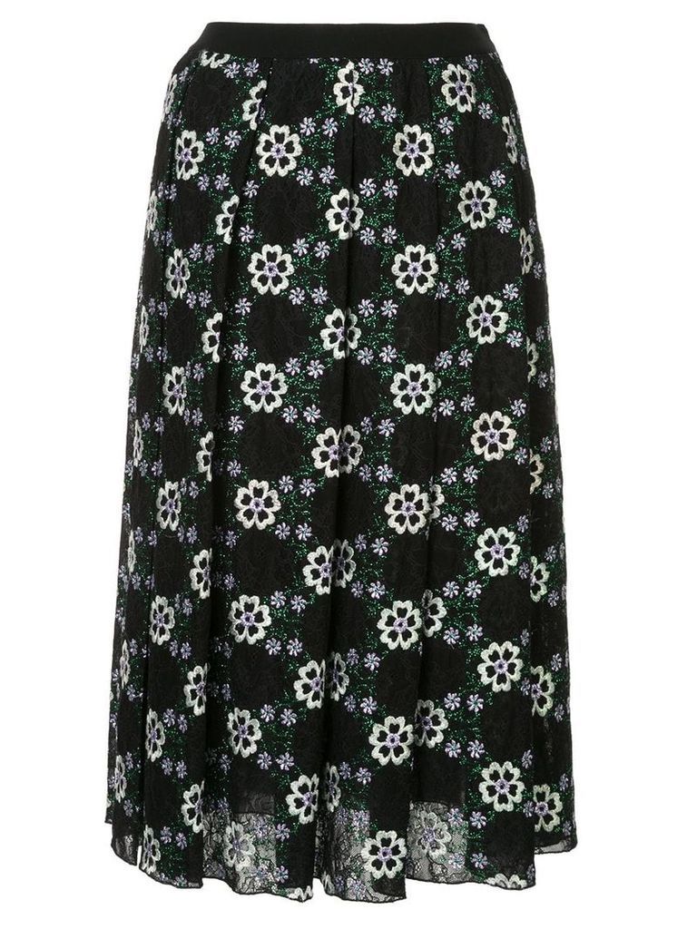 Giambattista Valli floral embroidered skirt - Black