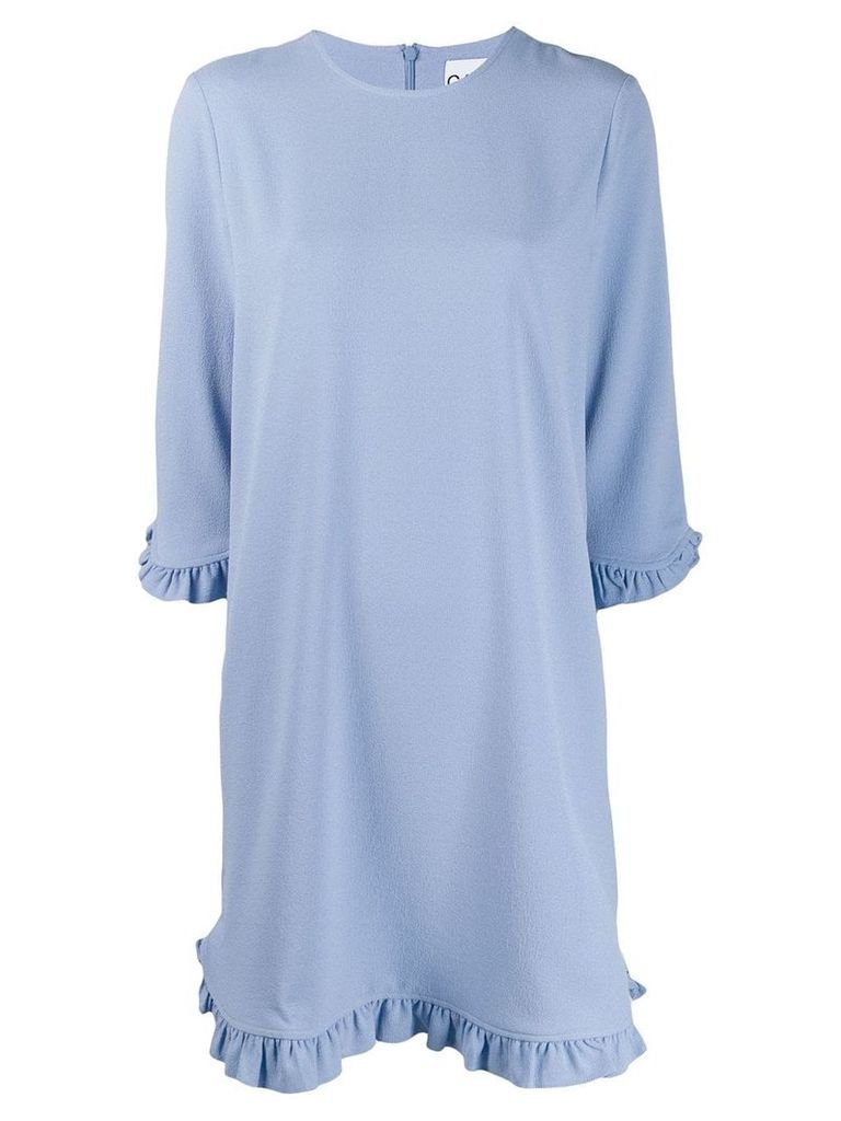 GANNI ruffle sleeve shirt dress - Blue