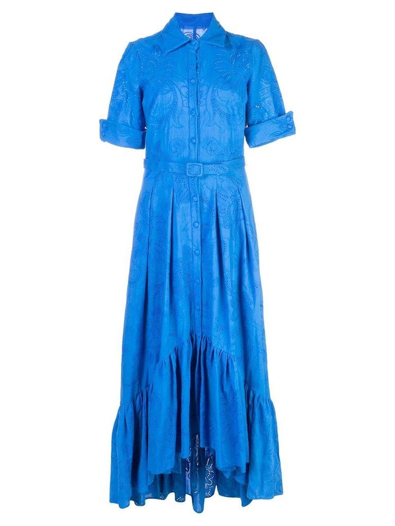 Badgley Mischka perforated detail dress - Blue