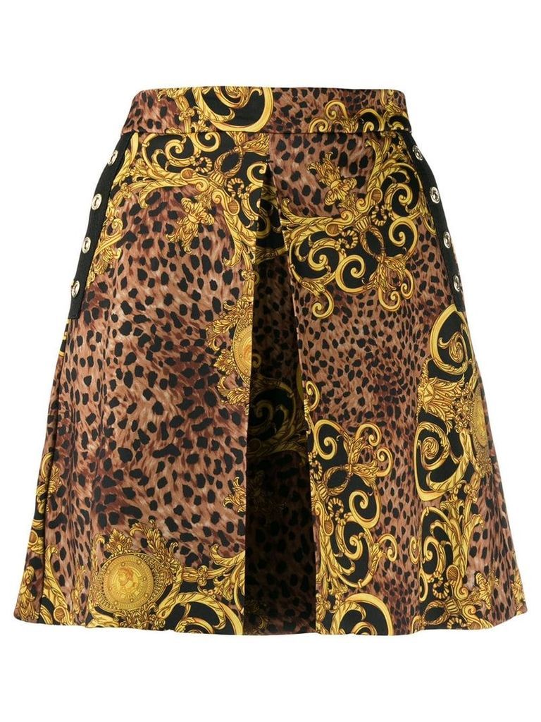 Versace Jeans Couture baroque print mini skirt - Brown