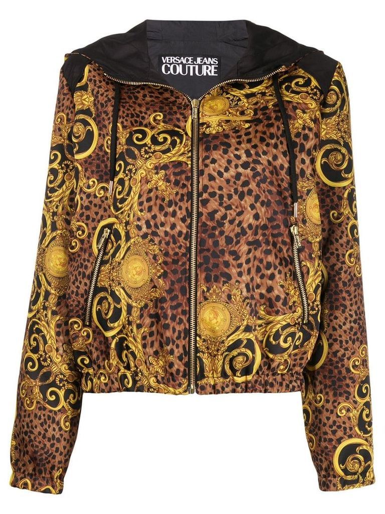 Versace Jeans Couture baroque print hooded jacket - Brown