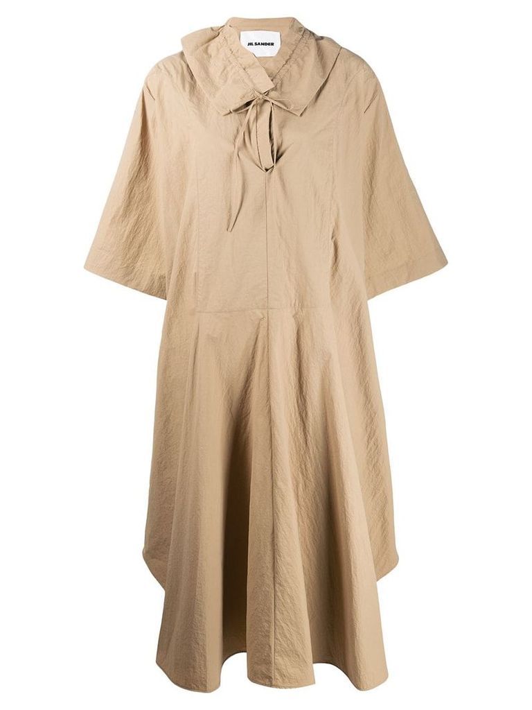 Jil Sander ruffle collar dress - Brown