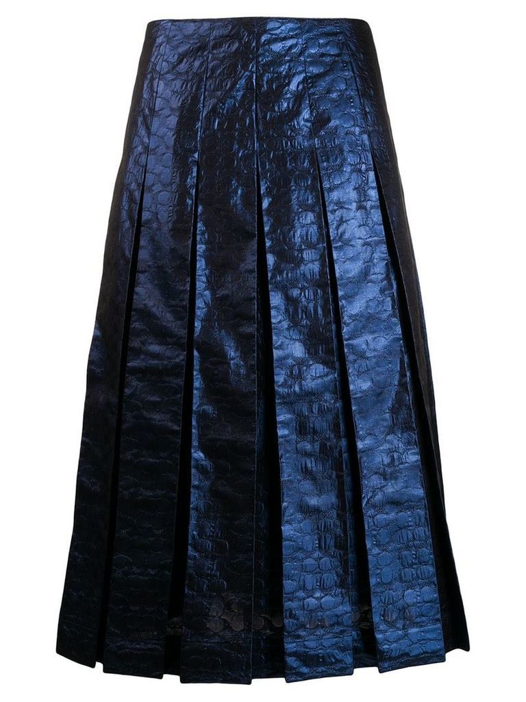 Coach metallic box pleat midi skirt - Blue