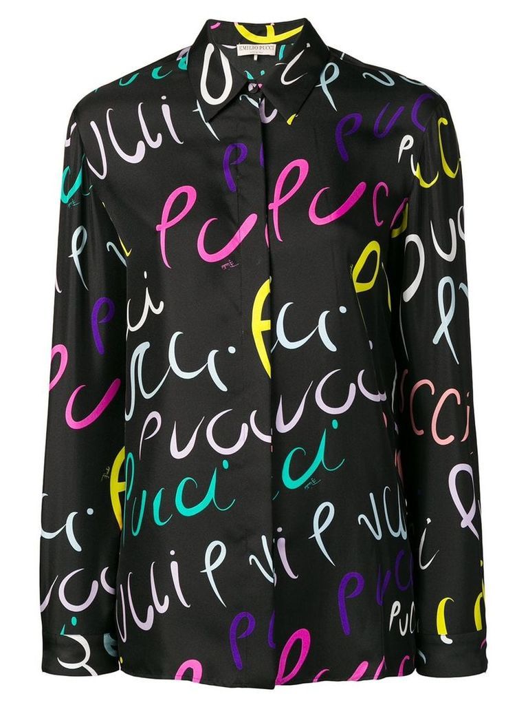 Emilio Pucci Pucci Pucci Print Silk Shirt - Black
