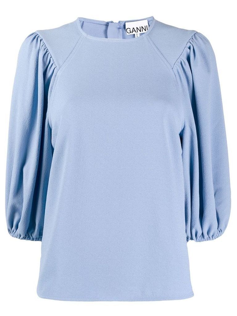 GANNI three quarter length sleeve blouse - Blue