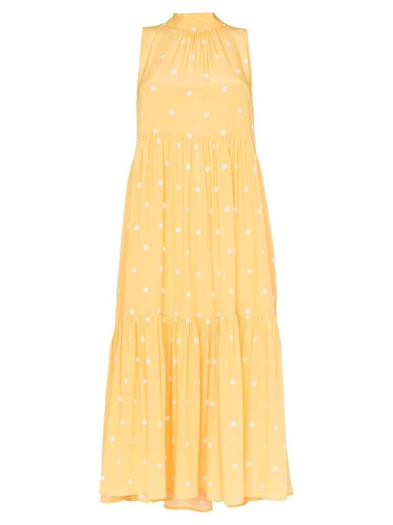 Asceno polka-dot tiered dress - Yellow