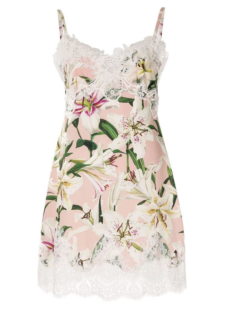 Dolce & Gabbana Lily print slip dress - PINK