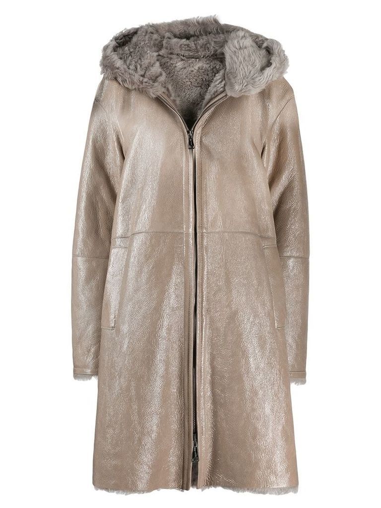 Manzoni 24 fur-trimmed coat - NEUTRALS