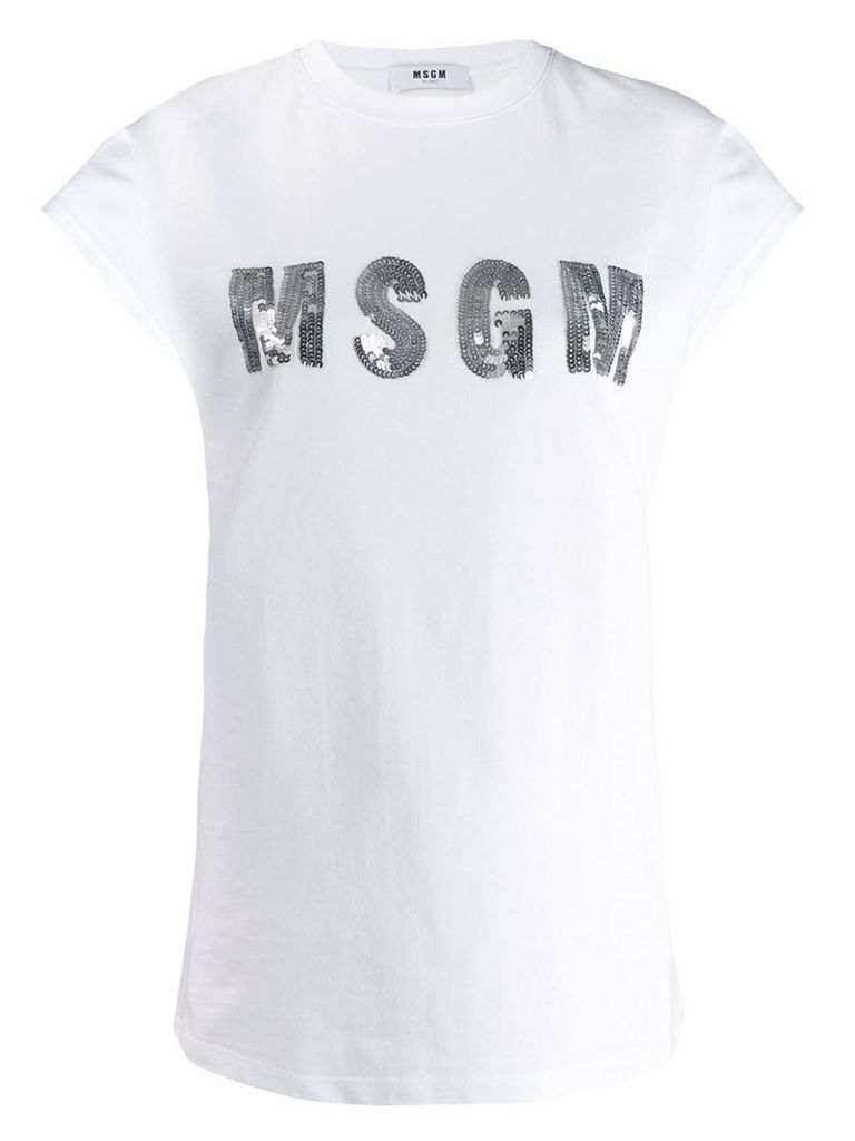 MSGM sequin logo T-shirt - White