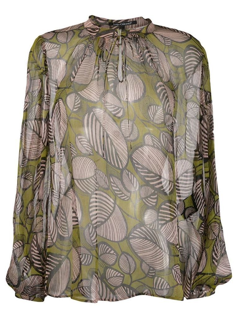 Luisa Cerano sheer foliage print blouse - Green