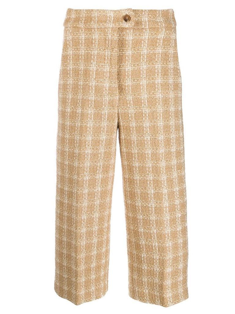 MSGM knitted-style checked trousers - NEUTRALS
