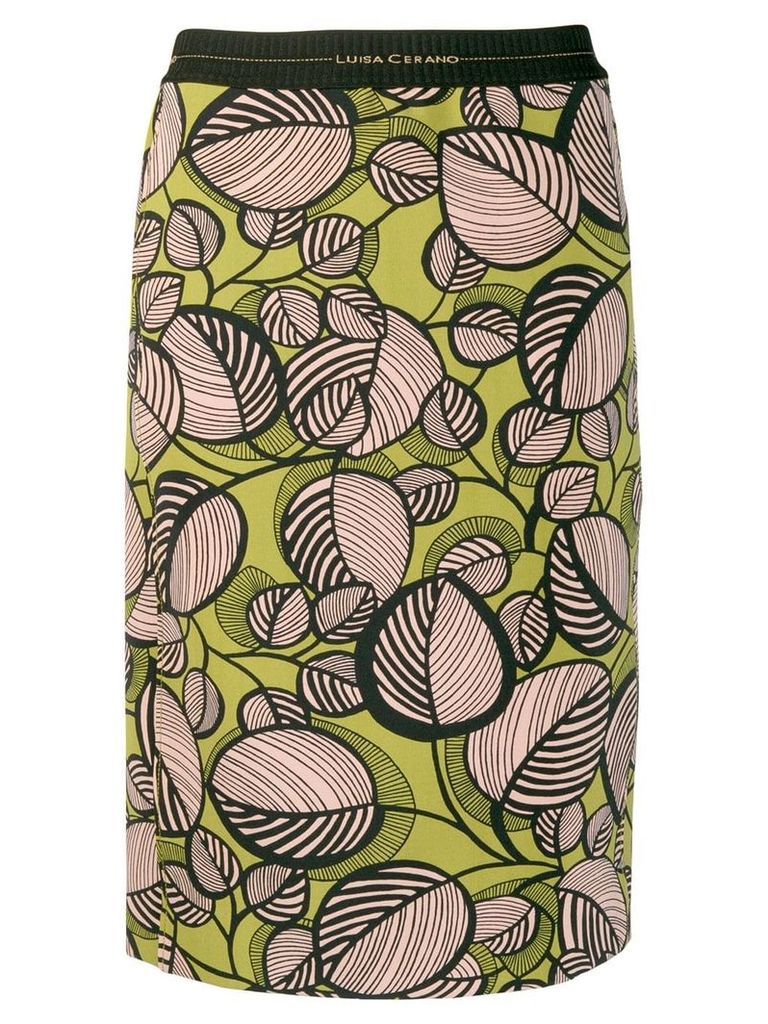 Luisa Cerano foliage print fitted skirt - Green