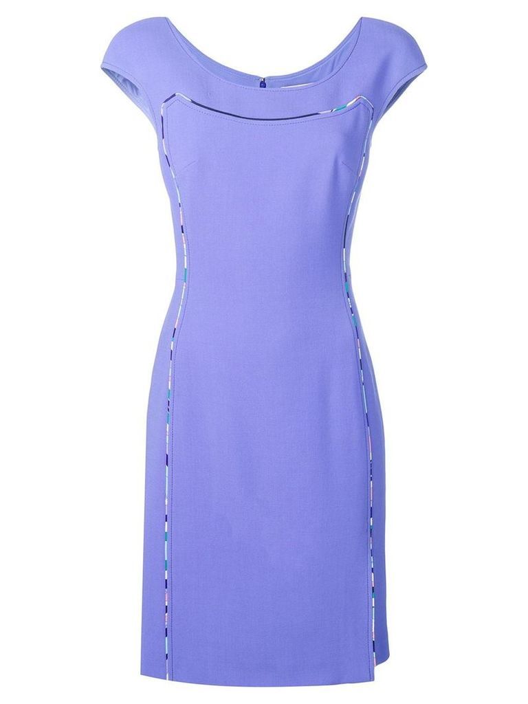 Emilio Pucci Cap Sleeve Contrast Trim Dress - PURPLE