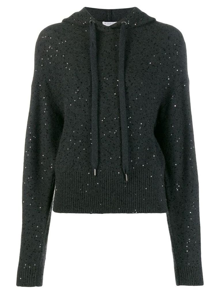 Brunello Cucinelli sequin hoodie - Grey