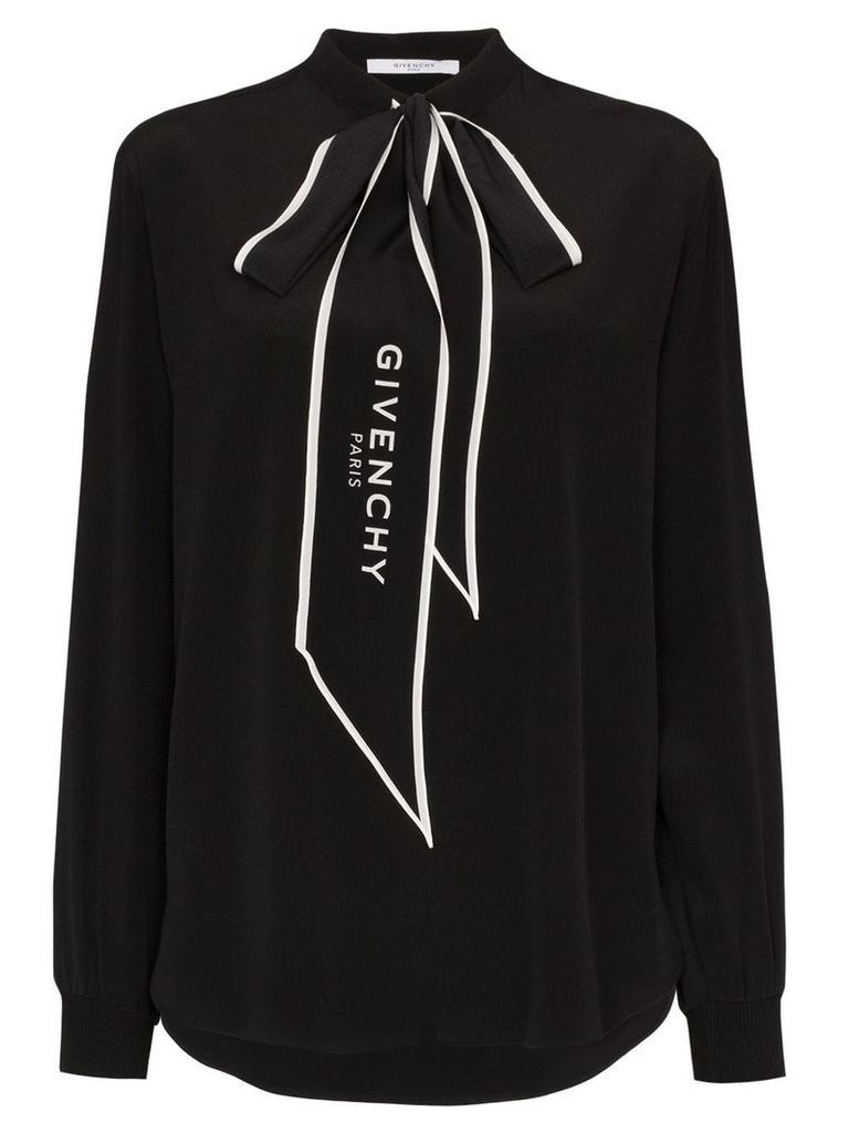 Givenchy logo-print pussy-bow blouse - Black