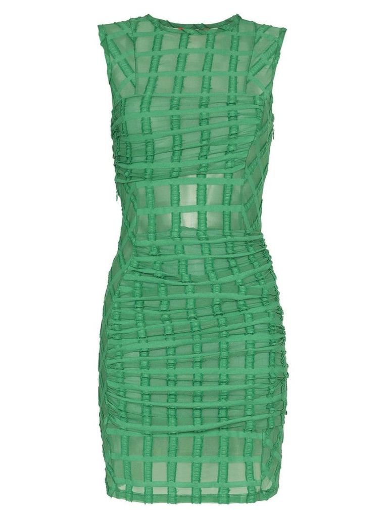 Eckhaus Latta mesh check mini-dress - Green