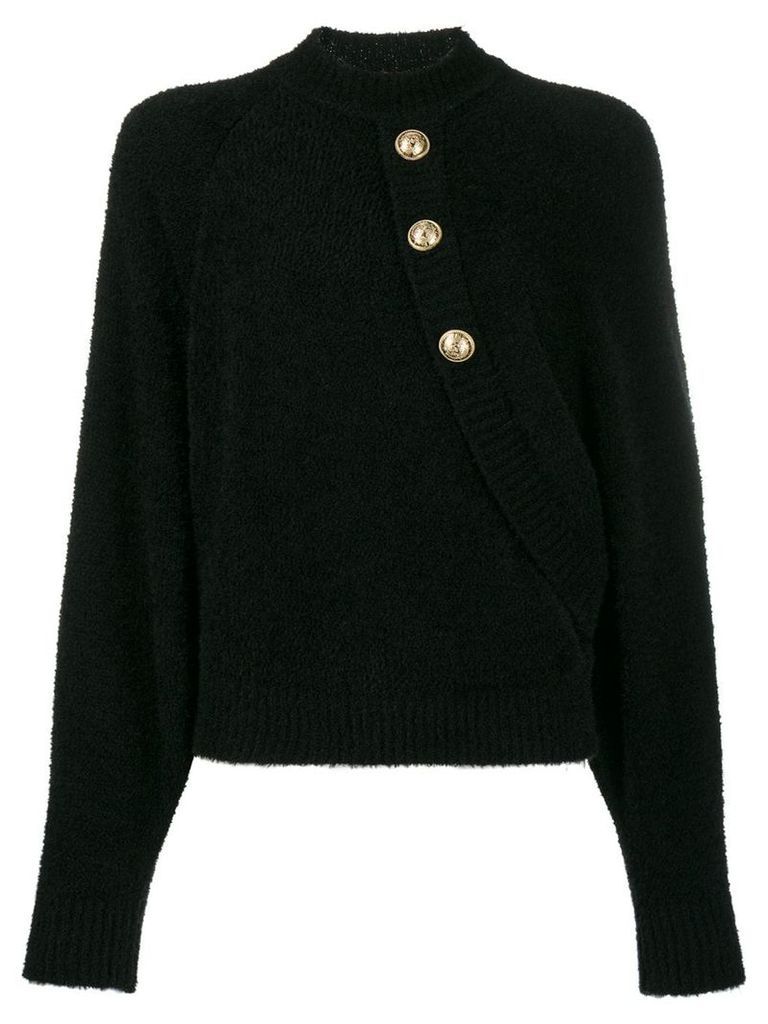 Balmain buttoned batwing sweater - Black