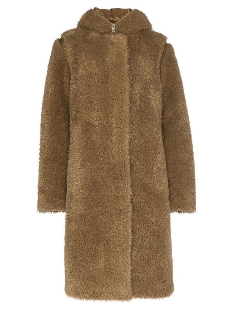 Helmut Lang double-layer faux fur parka coat - Green
