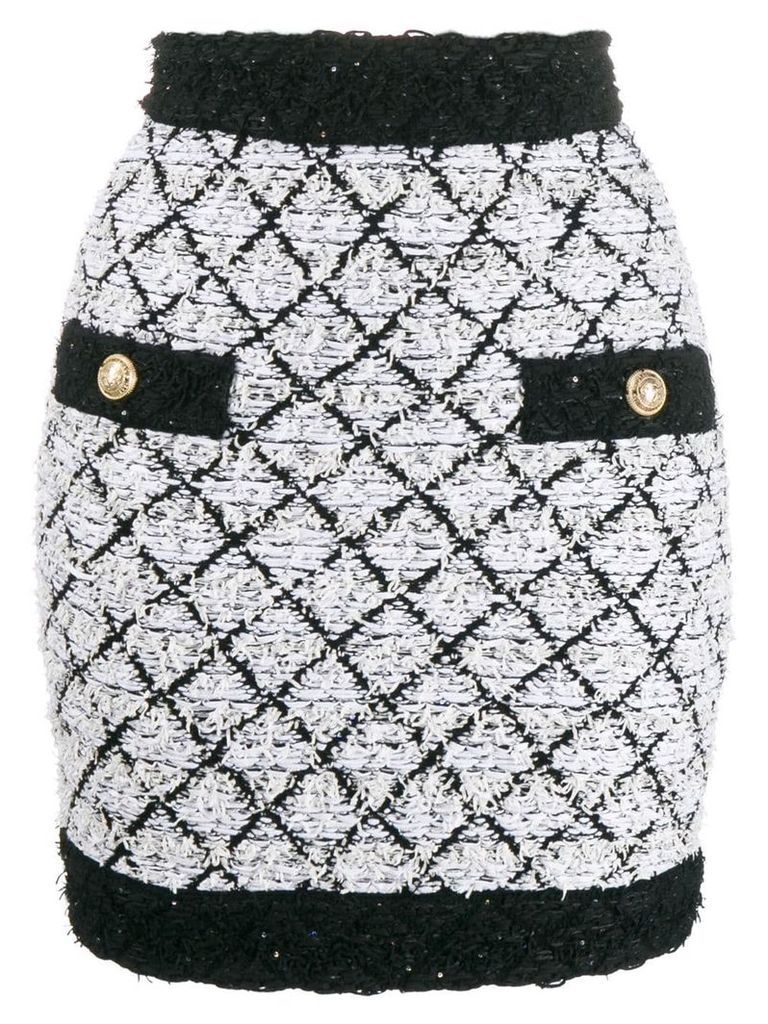 Balmain lattice tweed skirt - Black