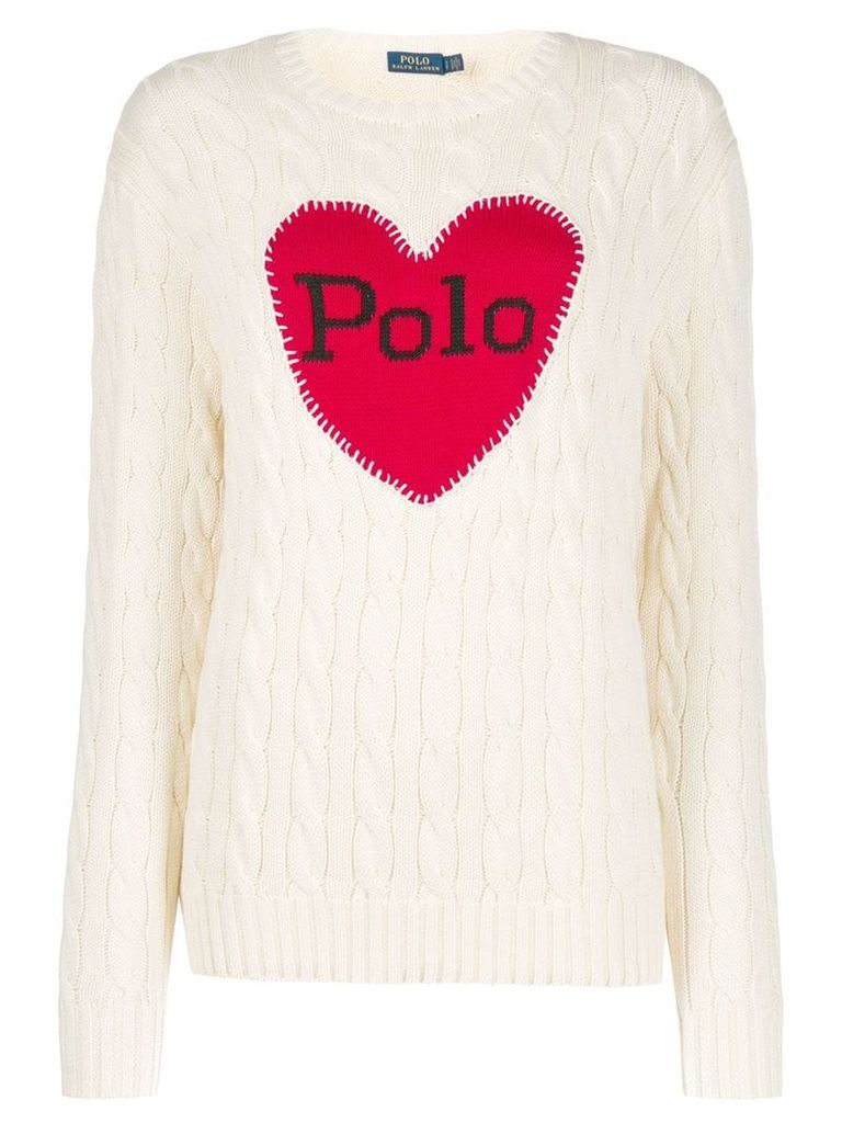 Polo Ralph Lauren logo heart print sweater - NEUTRALS