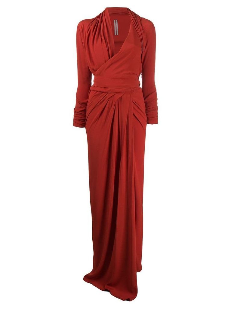 Rick Owens draped woven maxi dress - Red