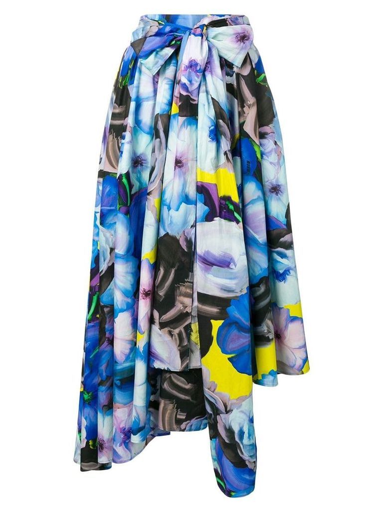 MSGM floral print asymmetric skirt - Blue