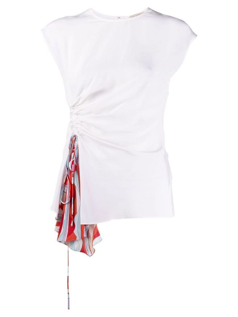Emilio Pucci sleeveless ruched drape top - White