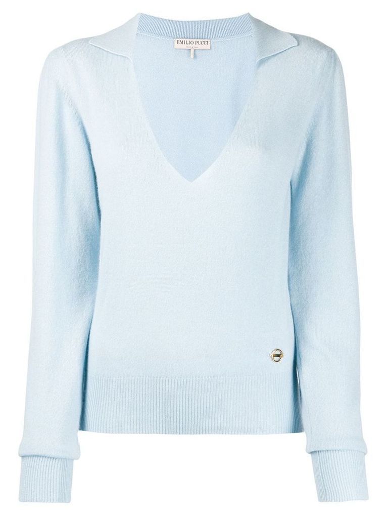 Emilio Pucci cashmere v-neck sweater - Blue