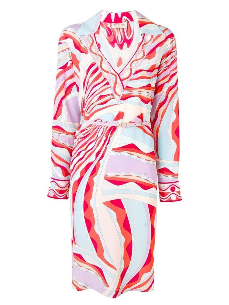 Emilio Pucci Burle Print Collared Silk Dress