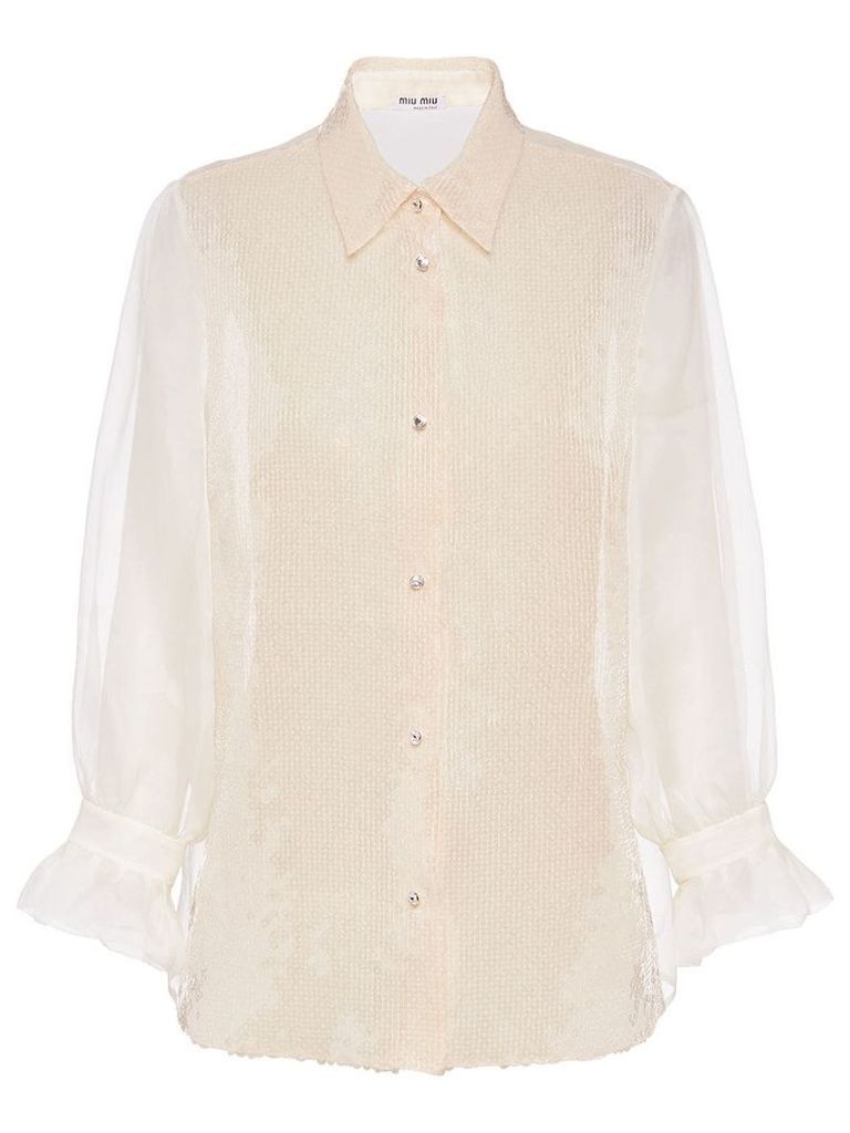 Miu Miu organza sequinned blouse - NEUTRALS