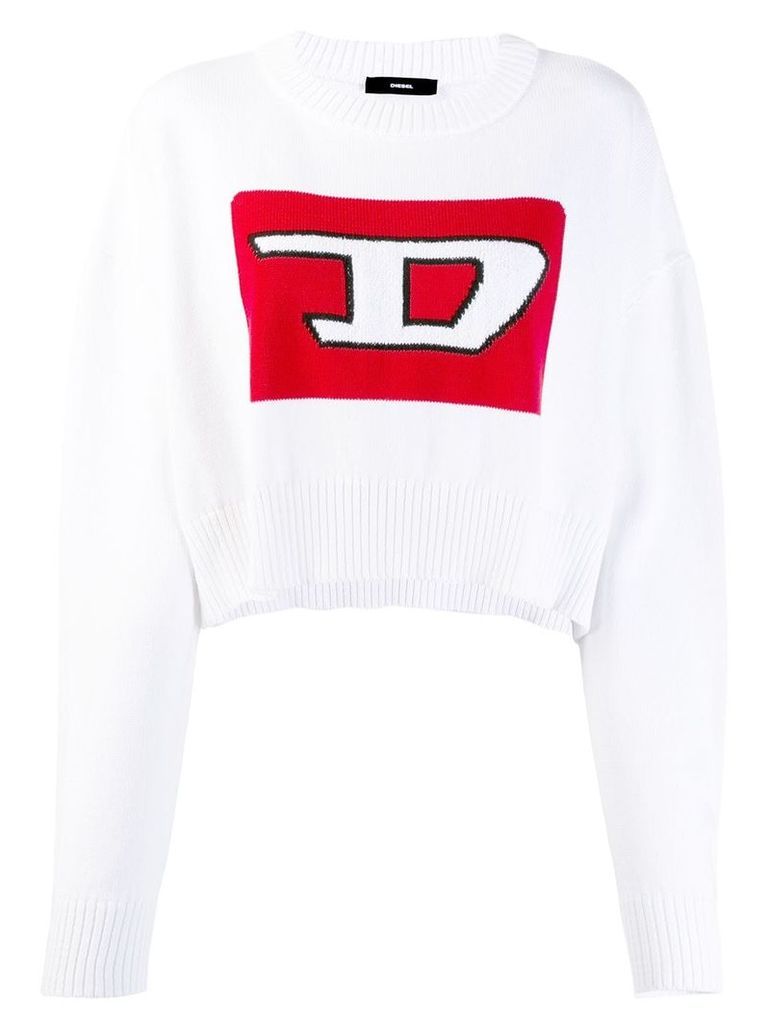 Diesel Cropped pullover with 3D intarsia - White