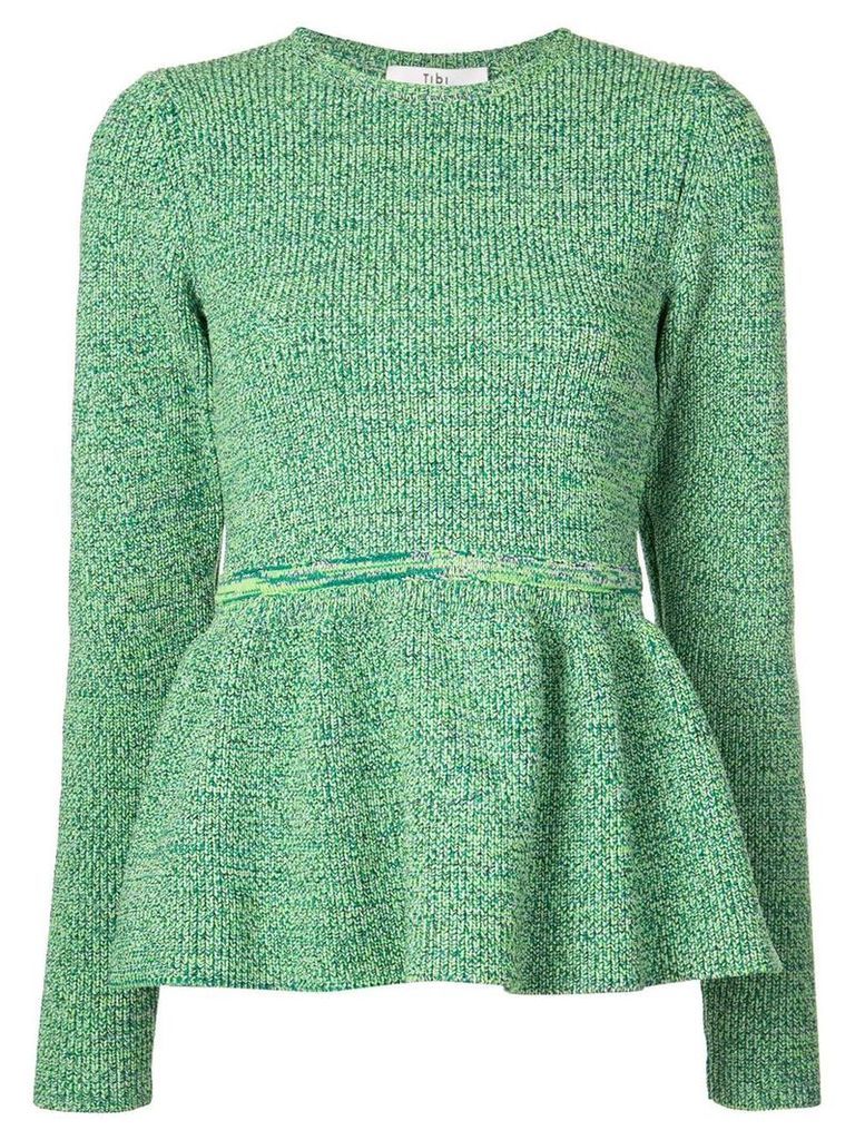 Tibi bouclé peplum knitted top - Green