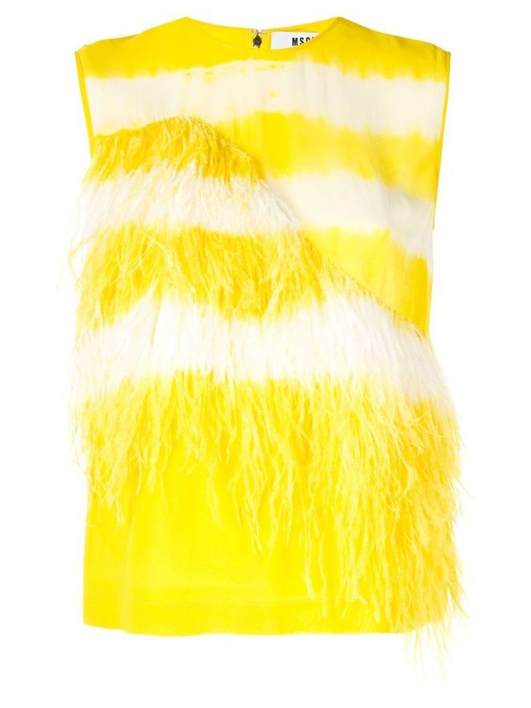 MSGM feather embellished top - Yellow