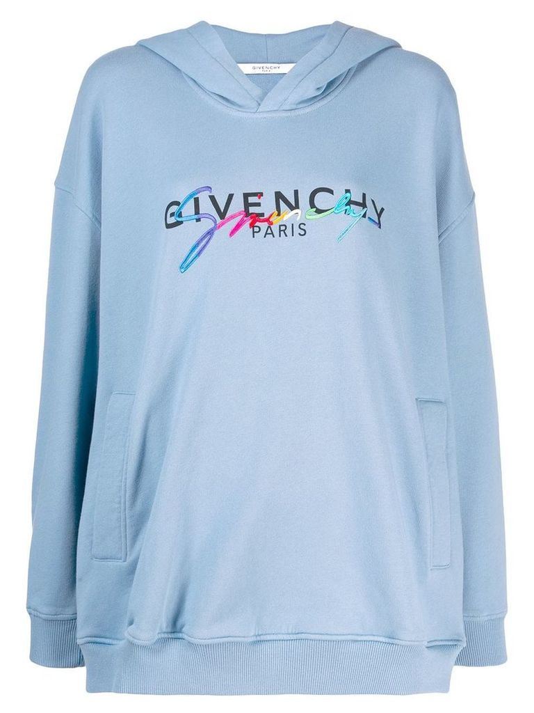 Givenchy contrast logo hoodie - Blue