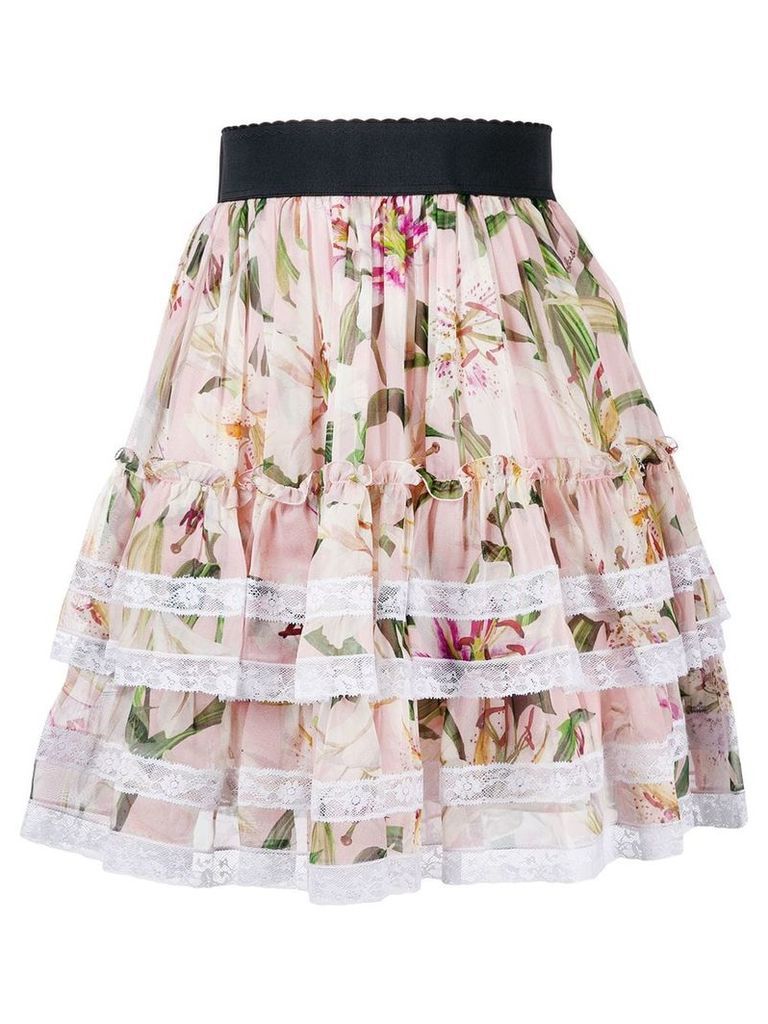 Dolce & Gabbana floral tiered skirt - PINK