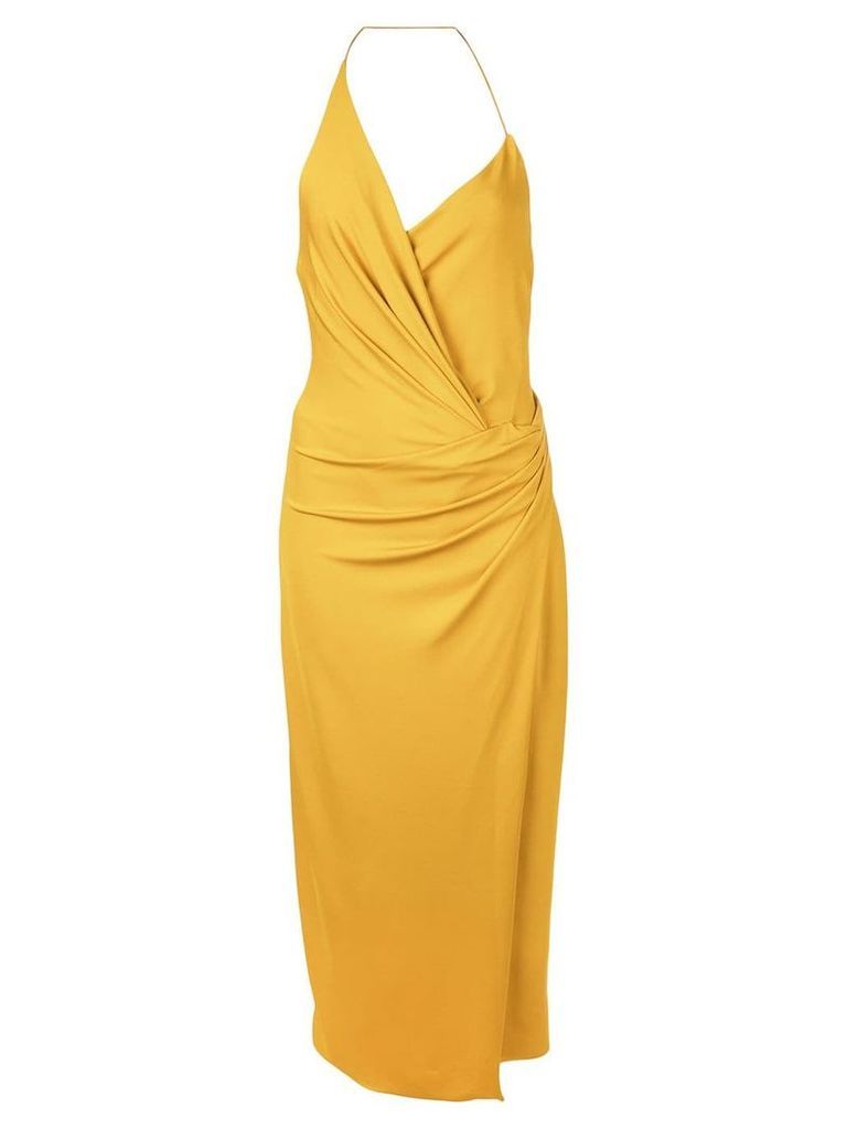 Cushnie halter neck wrap dress - Yellow