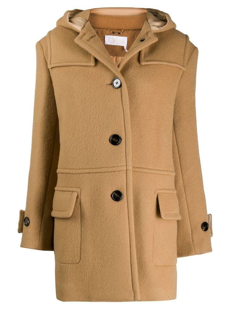 Chloé hooded fitted coat - Brown