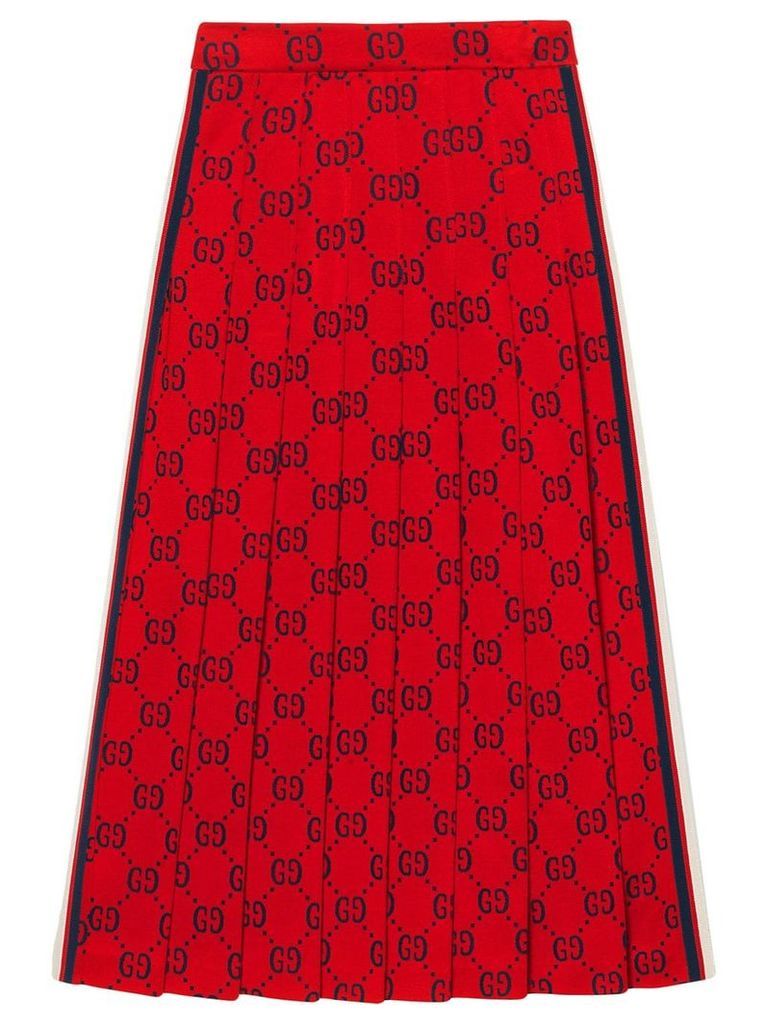 Gucci GG jersey skirt with red web ribbon
