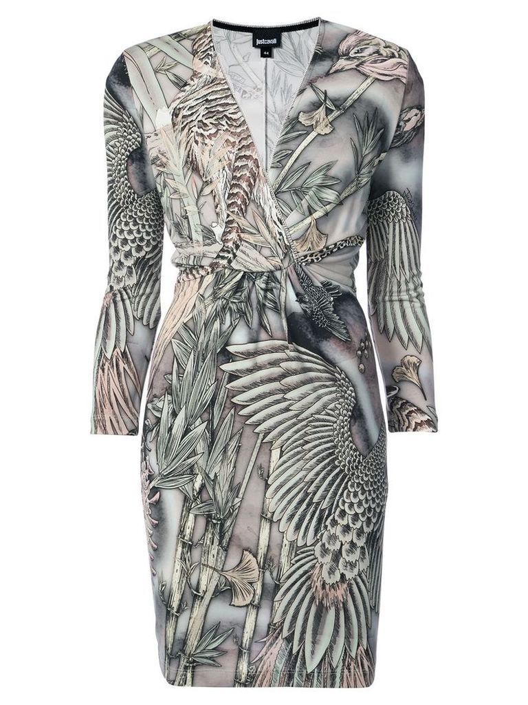 Just Cavalli embroidered wrap dress - Brown