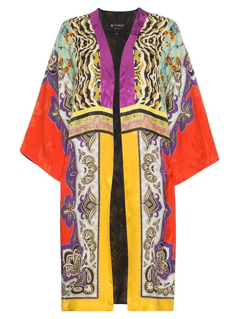 Etro patch print jacquard kimono - Multicolour