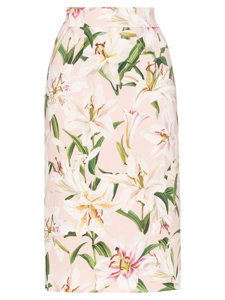 Dolce & Gabbana lily print pencil skirt - PINK