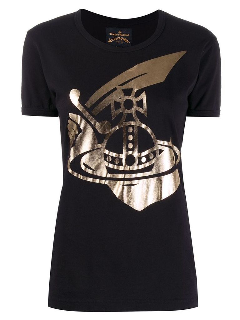Vivienne Westwood Anglomania metallic printed logo T-shirt - Black