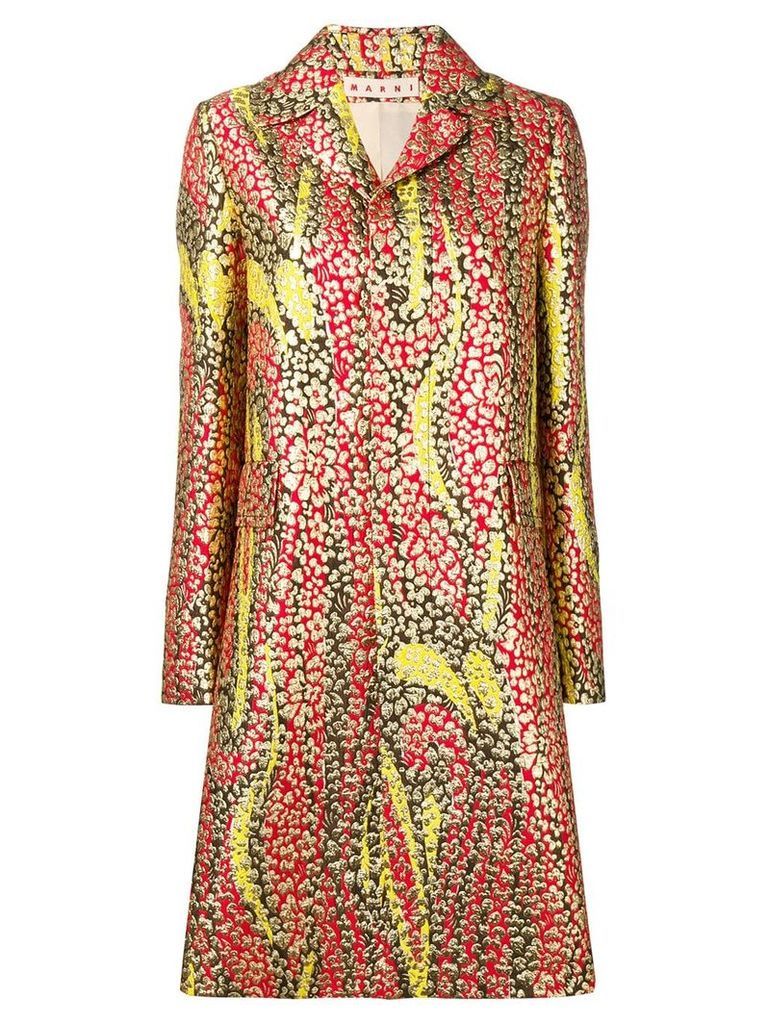 Marni floral trench coat - Red